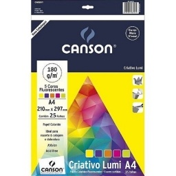 HOJAS CARTULINA COLOR CANSON LUMI CARDS FLUO A4 PACK X25