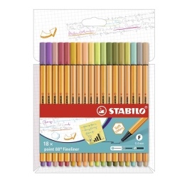 MARCADORES STABILO POINT 88 SOFT COLORS ACUARELABLES X18